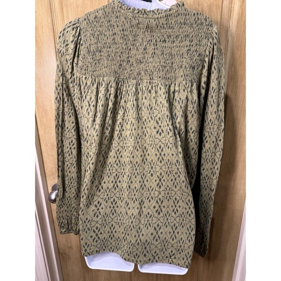 Wonderly Long Sleeve Blouse Top Women’s Small Green Boho Peasant Smocked NWT - Picture 3 of 8